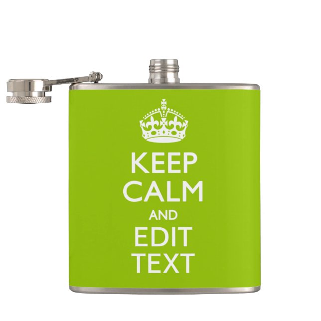 Android Green Decor Keep Calm And Your Text Hip Flask (Opened)