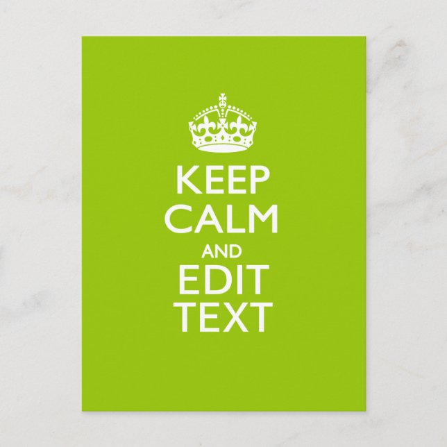 Android Green Decor Keep Calm And Your Text Postcard (Front)
