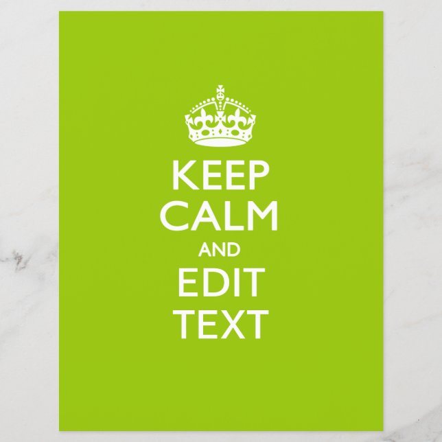 Android Green Keep Calm And Your Text Flyer (Front)