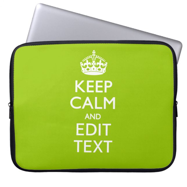 Android Green Keep Calm And Your Text Laptop Sleeve (Front)
