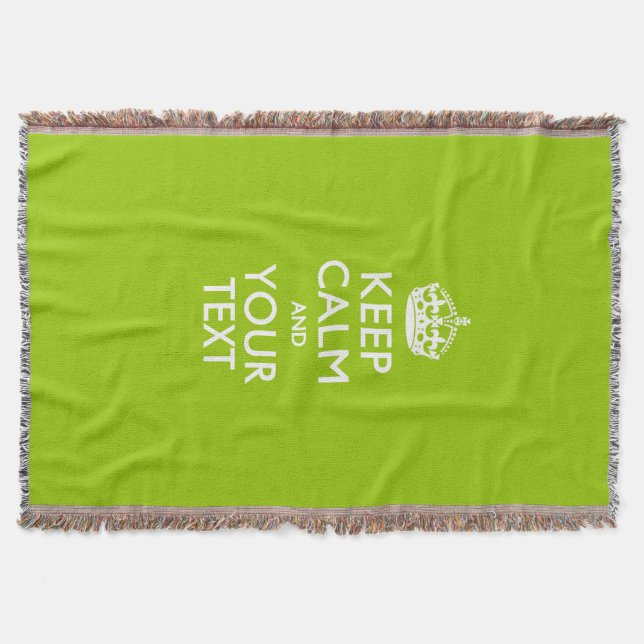 Android Green Keep Calm And Your Text Throw Blanket (Front)