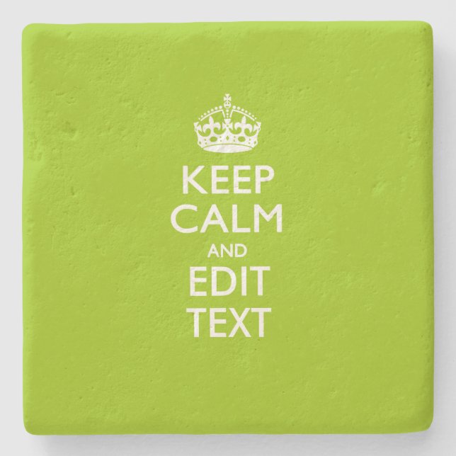 Android Green Style Keep Calm And Your Text Stone Coaster (Front)