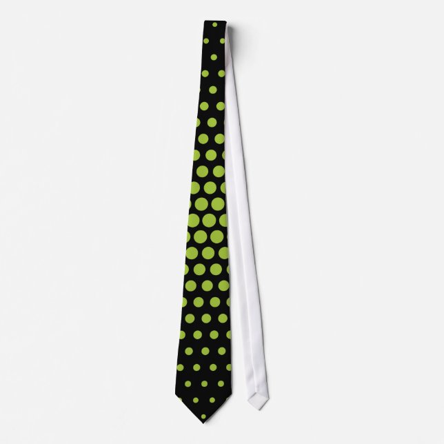 Android green Techno Dots Modern Black Tie (Front)