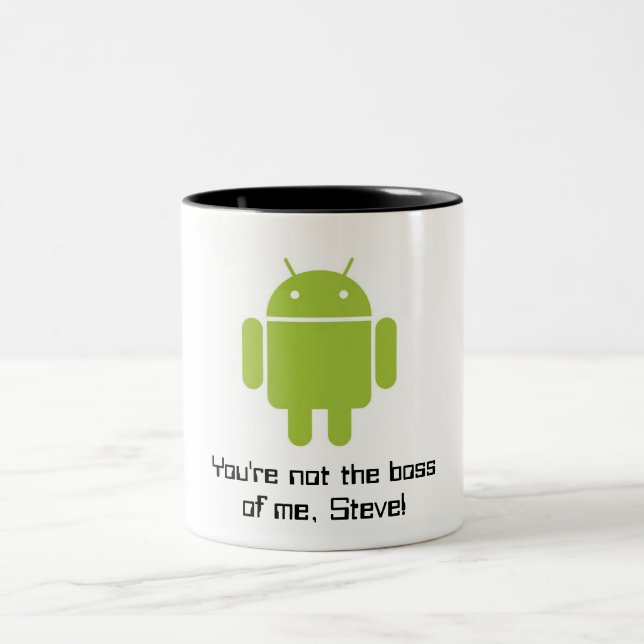 Android Mug: You're Not the Boss of me, Steve! Two-Tone Coffee Mug (Center)