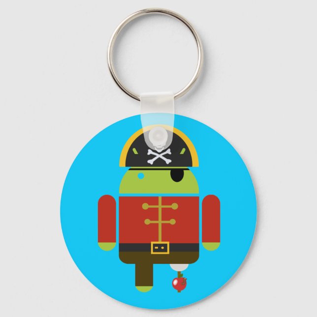 Android Pirate crushing an apple Keychain (Front)