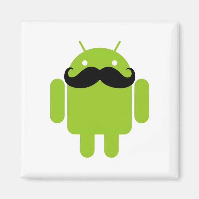 Android Robot Black Moustache Graphic Magnet (Front)