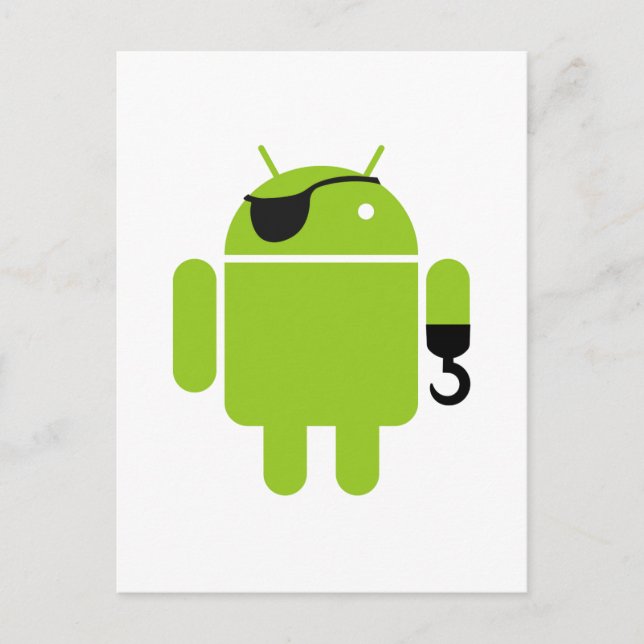 Android Robot Icon as a Pirate Postcard (Front)