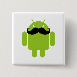 Android Robot Icon Moustache 2 Inch Square Button