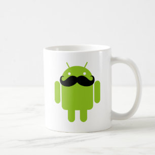 Android Robot Icon Moustache Coffee Mug