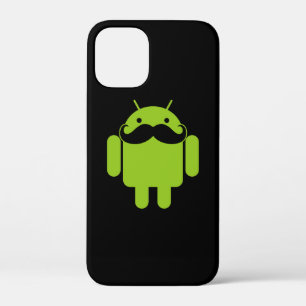 Android Robot Icon Moustache on Black iPhone 12 Mini Case
