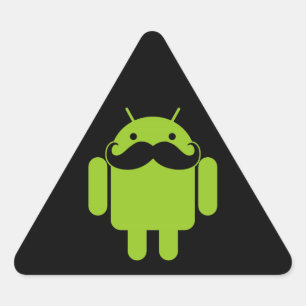 Android Robot Icon Moustache on Black Triangle Sticker