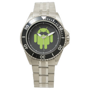 Android Robot Icon Moustache on Black Watch