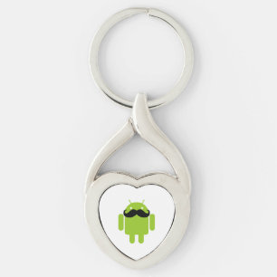 Android Robot Moustache Keychain