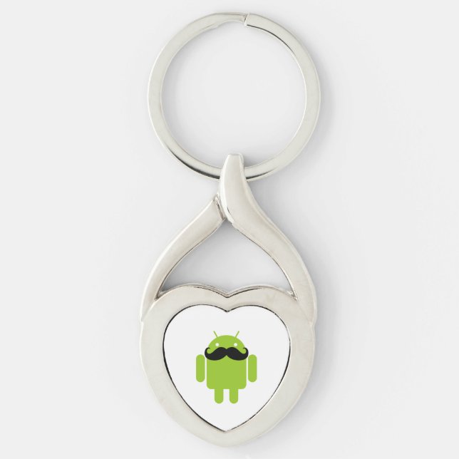 Android Robot Moustache Keychain (Front)