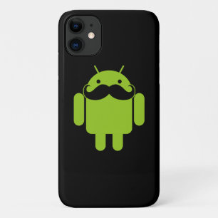 Android Robot Moustache on Black iPhone 11 Case