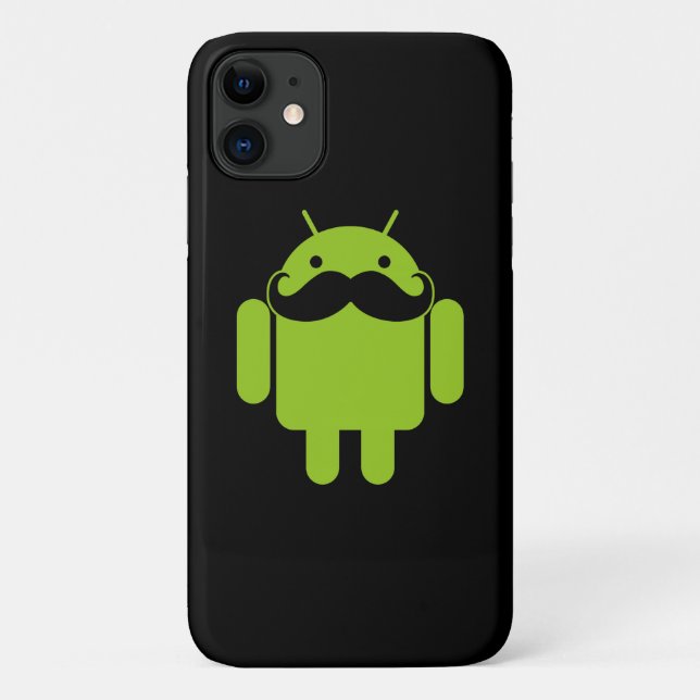 Android Robot Moustache on Black Case-Mate iPhone Case (Back)