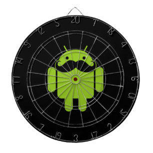 Android Robot Moustache on Black Dartboard
