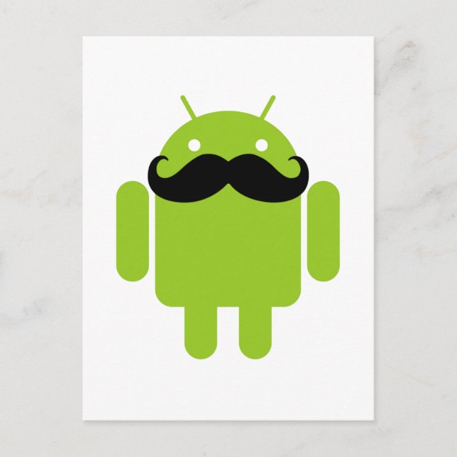Android Robot Moustache Postcard (Front)