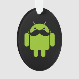Android Robot Moustache Style on Black Ornament