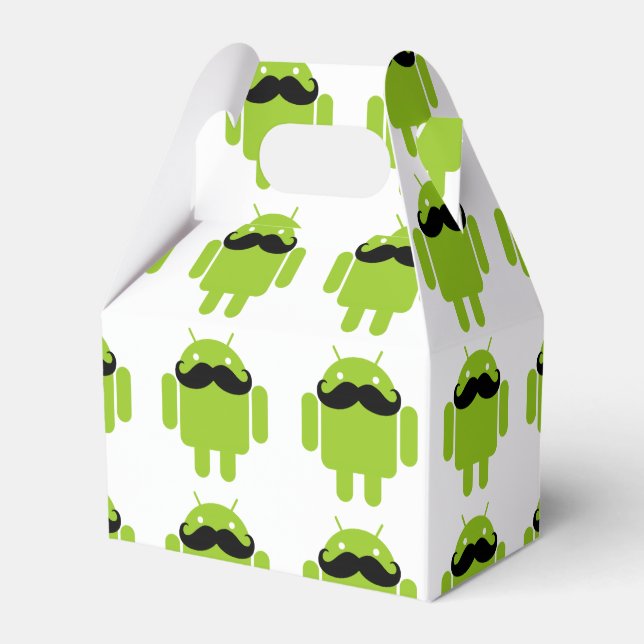 Android Robot Whimsical Moustache Style Favor Box (Front Side)