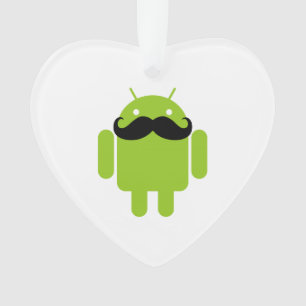Android Robot Whimsical Moustache Style Ornament