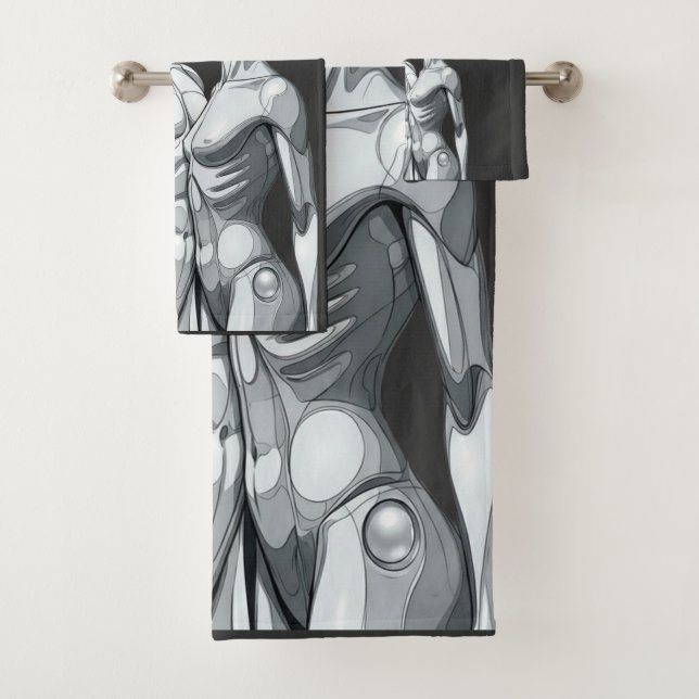 Android Union: Cyborg Couple Futuristic Bath Towel (Insitu)