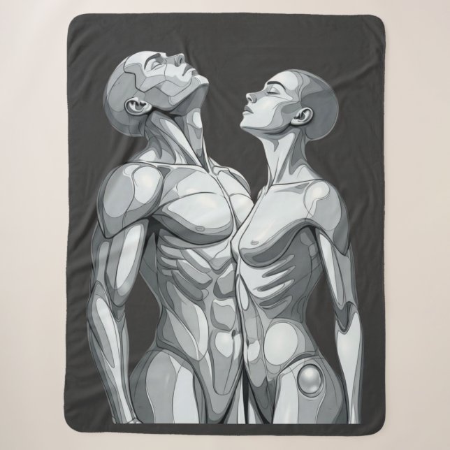 Android Union: Cyborg Couple Sherpa Blanket (Front)