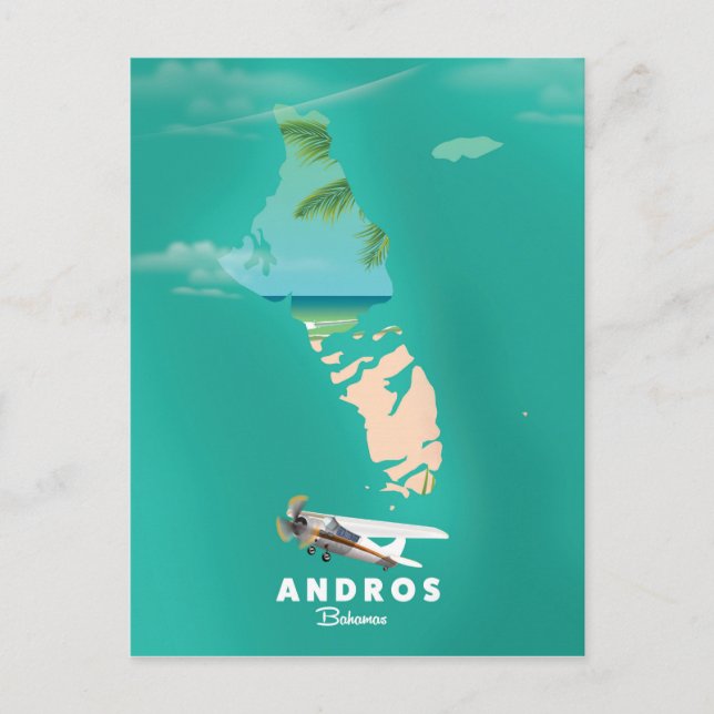Andros Bahamas Vacation map. Postcard (Front)