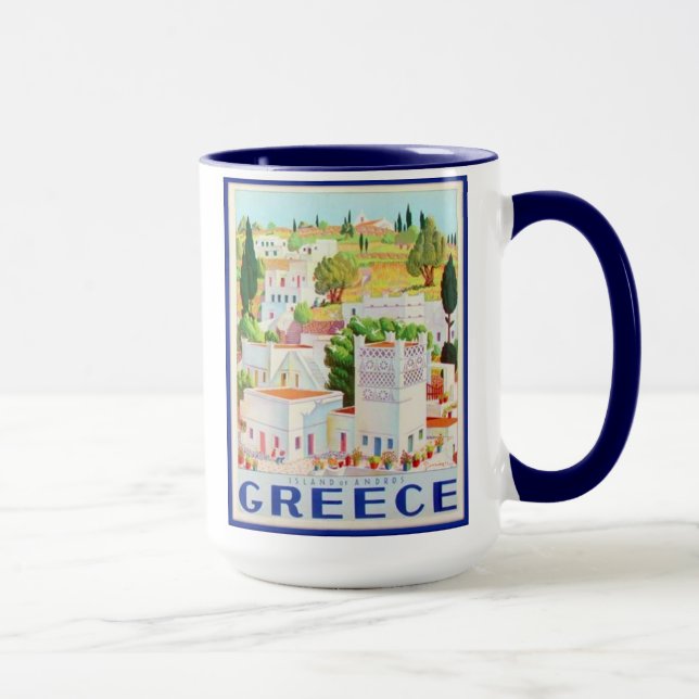Andros Greece set of 8 different mugs of Greece (Right)