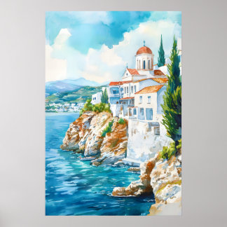 Andros Watercolor Travel Park Ski National Poster
