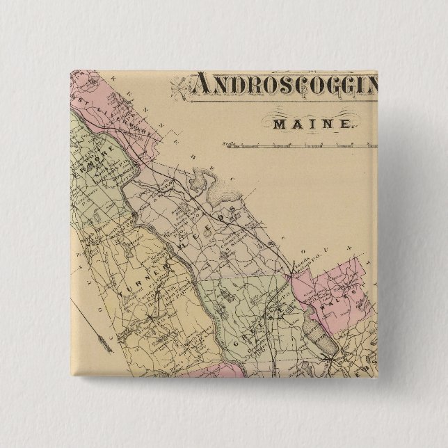 Androscoggin County, Maine Map 2 Inch Square Button (Front)