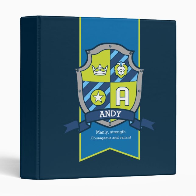 Andy name meaning shield A letter green blue Binder (Front/Spine)