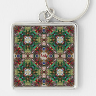 ANDY Personalised ~ Christmas Green Red ~ Keychain