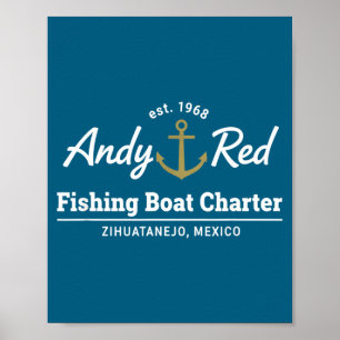 Andy Red Fishing Boat Charter Illustration Poster