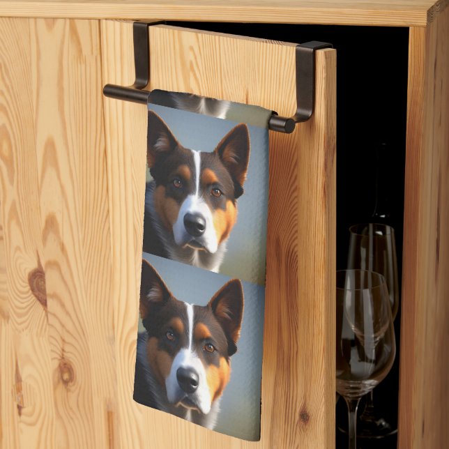 Andy The Australian Blue Heeler, Kitchen Towel (Thirds Fold)