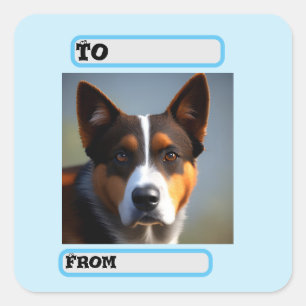 Andy The Australian Blue Heeler, Square Sticker