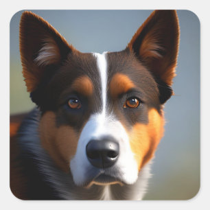 Andy The Australian Blue Heeler, Square Sticker