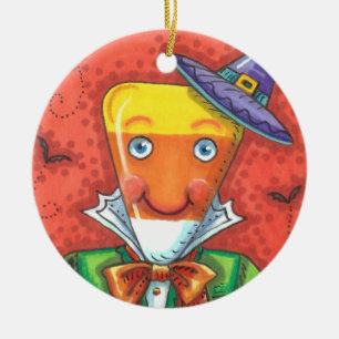 ANDY THE CANDY CORN MAN, BLACK CAT & JACK Colourfu Ceramic Ornament