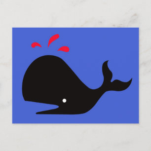 Andy Whale Singletons_black,red on blue Postcard