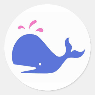 Andy Whale Singletons_blue,pink on white Classic Round Sticker