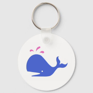 Andy Whale Singletons_blue,pink on white Keychain