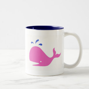 Andy Whale Singletons_pink,blue on white Two-Tone Coffee Mug