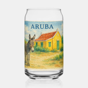 Âne d'Aruba et aquarelle de maison Cunucu