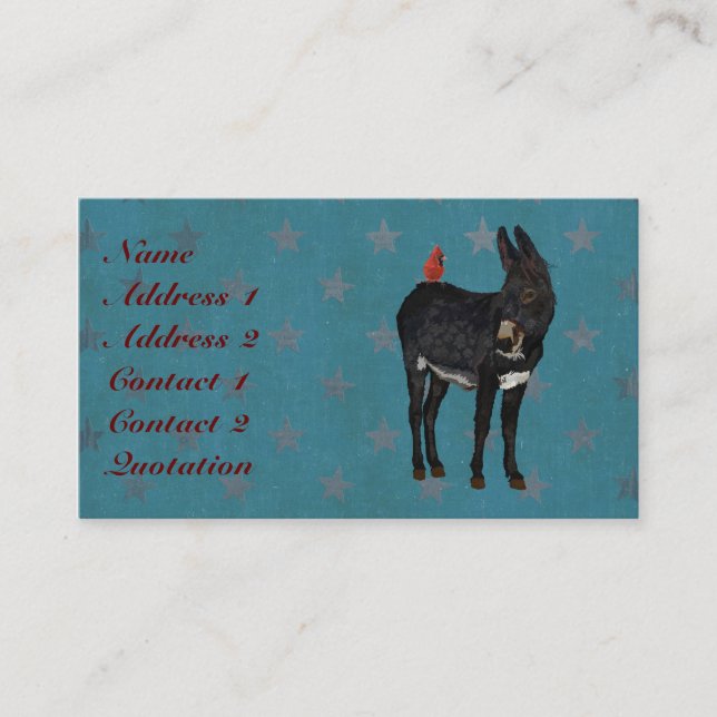 ÂNE d'INDIGO et carte de visite CARDINAL (Devant)