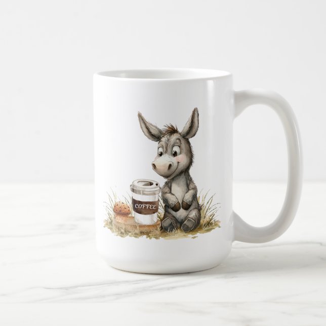 Âne mignon Avec Mug De Café (Droite)