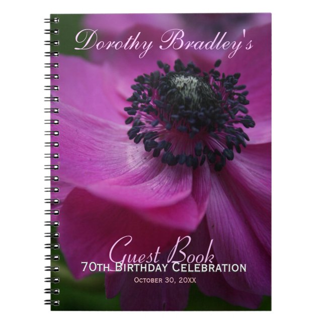 Anemone 70th Birthday Celebration Guest Book (Front)