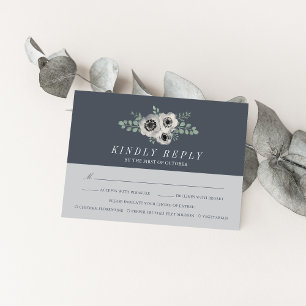 Anemone and Eucalyptus RSVP Card with Meal Choice