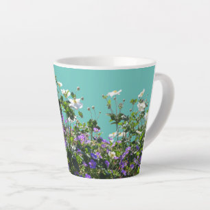 Anemone and Geranium Cust. Turqoise Latte Mug