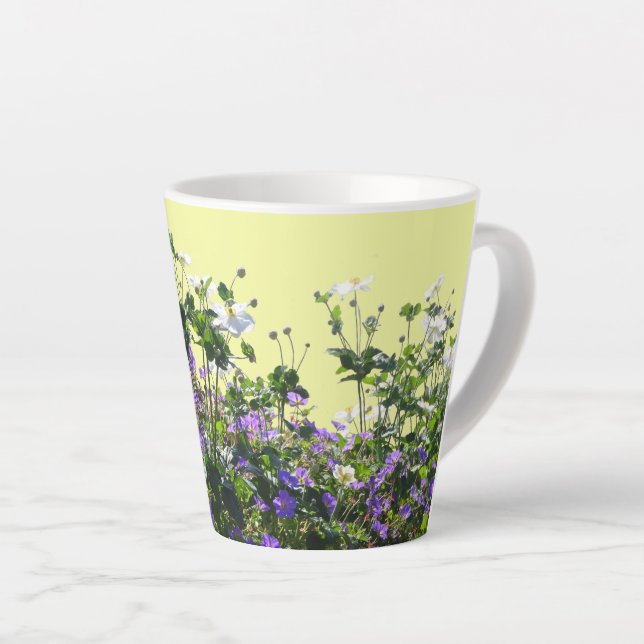 Anemone and Geranium Cust. Yellow Latte Mug (Right Angle)
