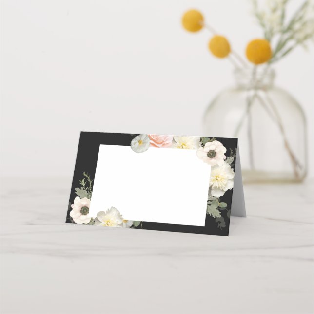 Anemone and Peony Bloom Wedding Design Place Card (Back)